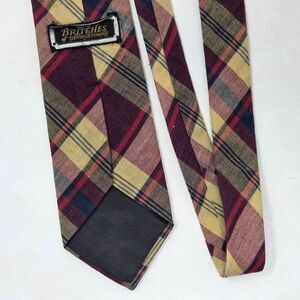 BRITCHES OF GEORGETOWNE COTTON TIE RED YELLOW MADRAS TARTAN PLAID 3.25" X 57"